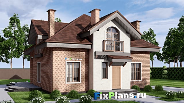 Одноэтажный дом с мансардой  F-13220