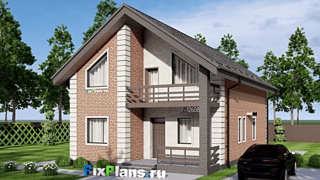 Одноэтажный дом с мансардой  F-12608