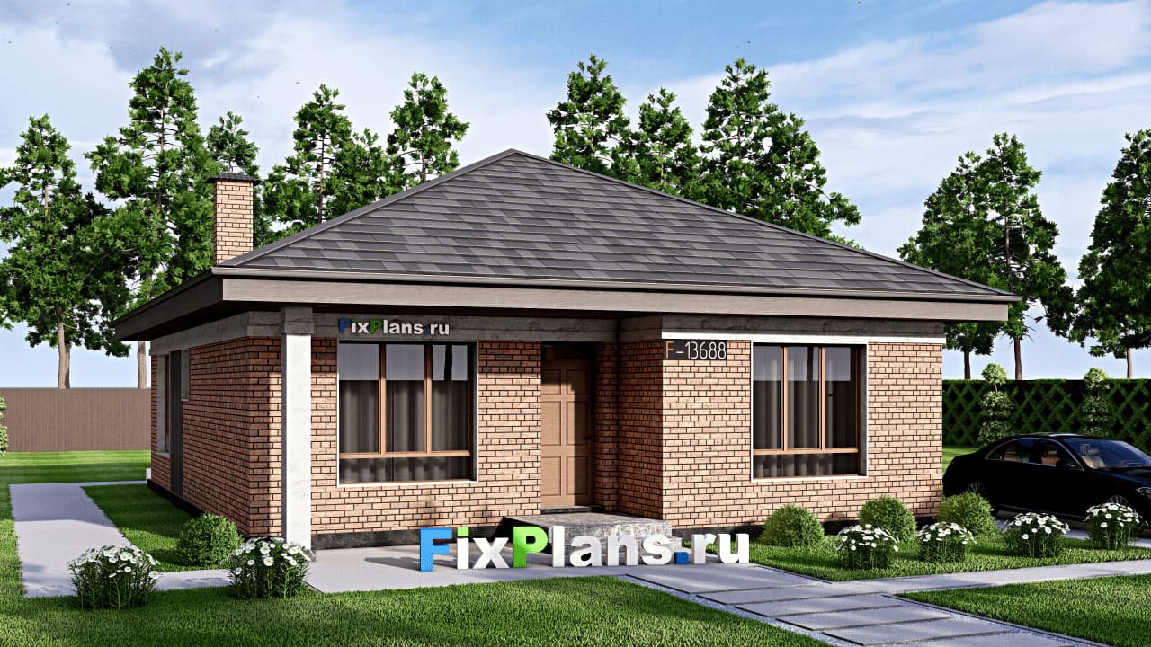 Одноэтажный дом F-13688 — фасад