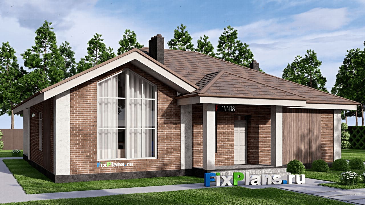 Одноэтажный дом F-14408 — фасад