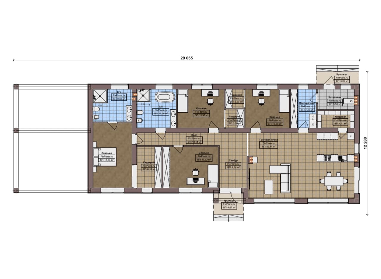 Планировка Одноэтажный дом F-17882