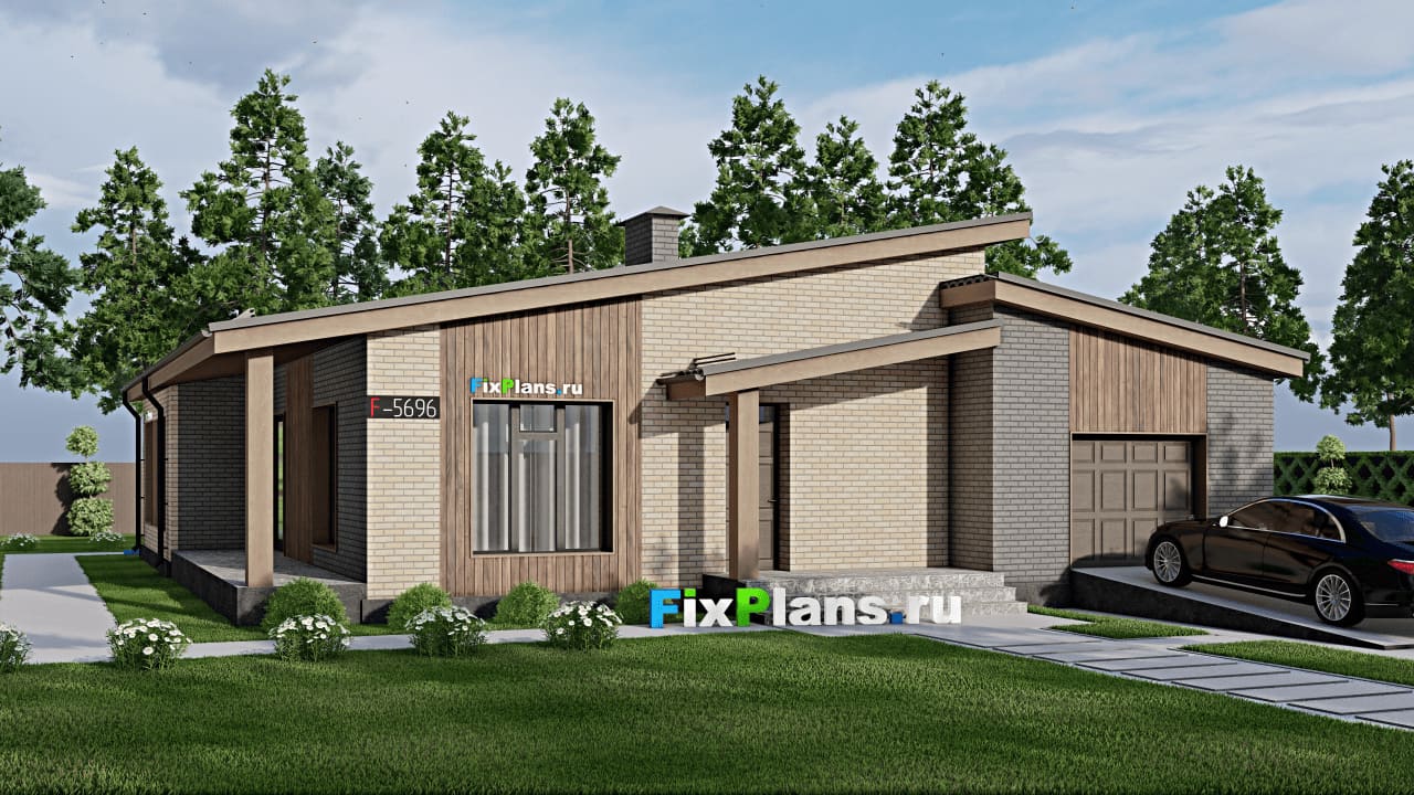 Одноэтажный дом F-5696 — фасад