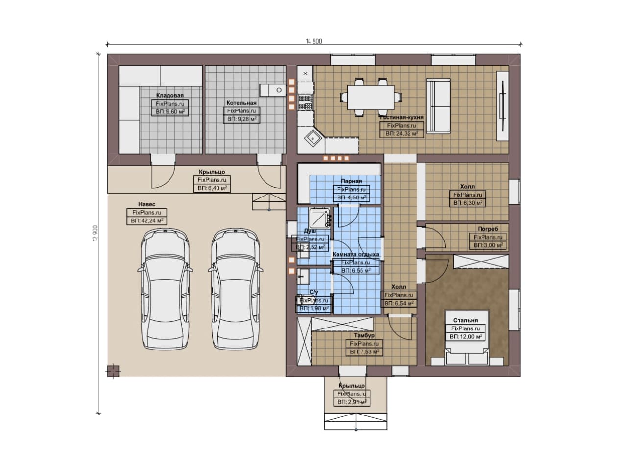Планировка Одноэтажный дом F-13130