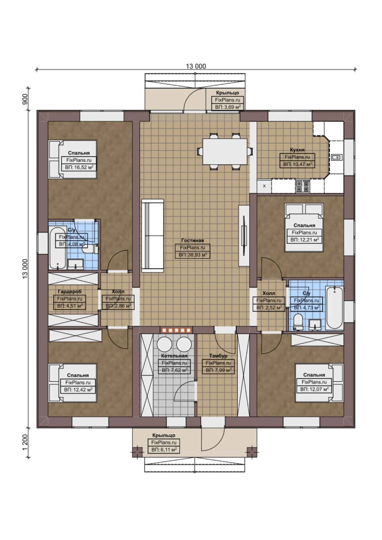 Планировка Одноэтажный дом F-5399
